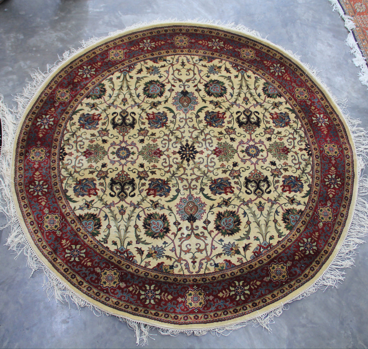 Semnan Cream/Rust New Zealand Wool Fine Hand-knotted Oriental Rug