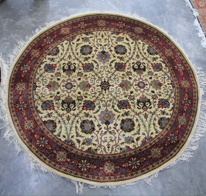 Semnan Cream/Rust New Zealand Wool Fine Hand-knotted Oriental Rug