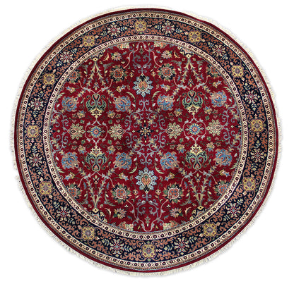 Semnan Red/Navy New Zealand Wool Fine Hand-knotted Oriental Rug