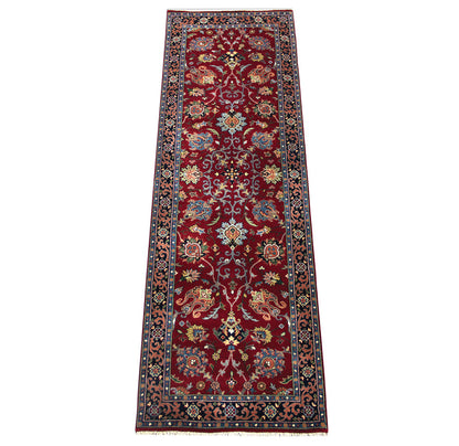 Semnan Red/Navy New Zealand Wool Fine Hand-knotted Oriental Rug