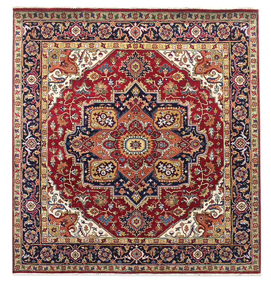 Serapi 1 Red/Navy New Zealand Wool Fine Hand-knotted Oriental Rug