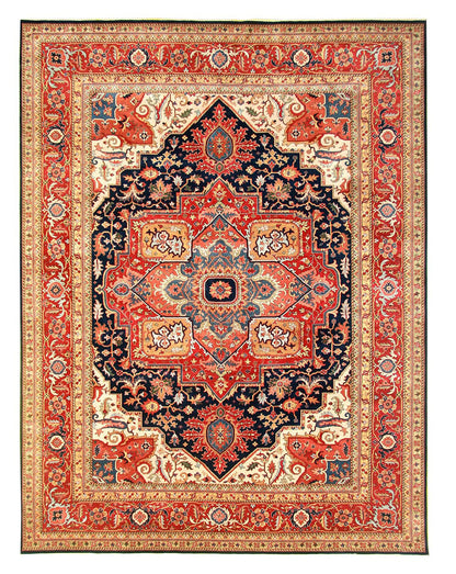 Serapi 1 Navy/Rust New Zealand Wool Fine Hand-knotted Oriental Rug