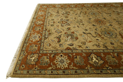 Shahbaz Shah Camel & Rust Fine Handmade 5'7"x7'8" Rug