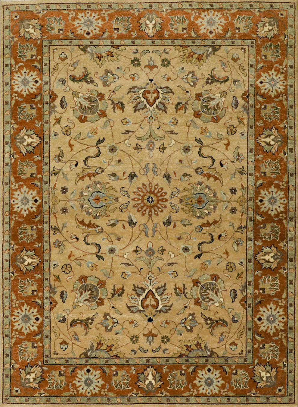 Shahbaz Shah Camel & Rust Fine Handmade 5'7"x7'8" Rug