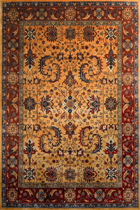 Kaveh Gold & Rust Fine Handmade 8’x10′ Rug - Cassim Rug Gallery